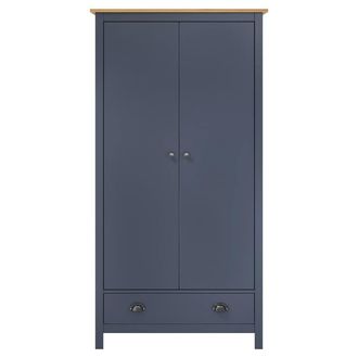 Berkfield Home 2-Door Wardrobe Hill Grey 89x50x170 cm Solid Pine Wood in Navy | Size: 89 x 50 x 170 cm