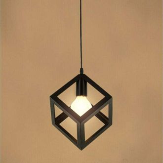 OEM L&aacute;mpara Colgante Vintage, Ara&ntilde;a Negra Con Pantalla Met&aacute;lica Moderna En Forma De Cubo, L&aacute;mpara Colgante Industrial, L&aacute;mpara De Techo Para Sala De Estar