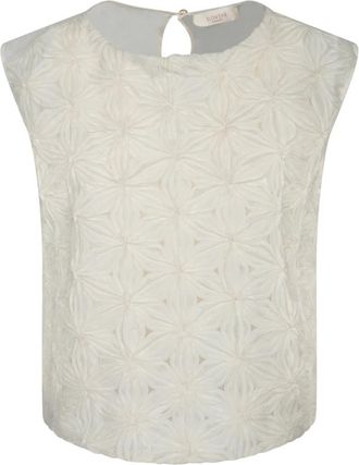 Incotex Embossed Floral Sleeveless Top - Dames - Tops zonder mouwen - Wit - M - Tops