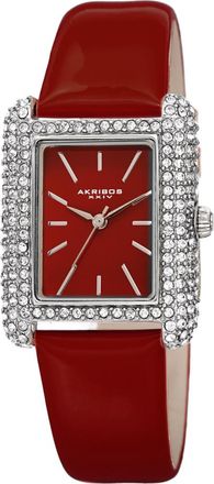 Akribos XXIV Quartz Crystal Red Dial Red Leather Ladies Watch AK1068RD