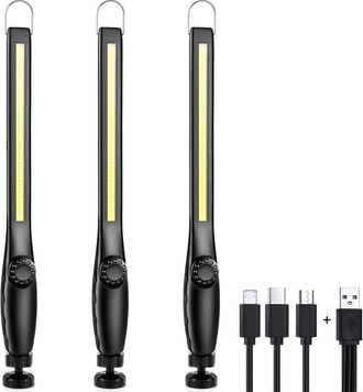 OEM L&aacute;mpara De Trabajo Led Para Mec&aacute;nico, Taller, Obra, Recargable, Magn&eacute;tica, Para Garaje, Potente, Port&aacute;til, Recargable, Magn&eacute;tica [3 Piezas] [clase Ene