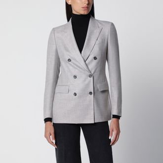Tagliatore Giacca doppiopetto grigio perla in lana e cashmere