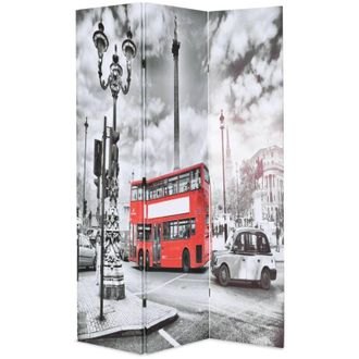 vidaXL Paravento Pieghevole 120x170 cm Stampa Bus Londra Bianco e Nero Vidaxl