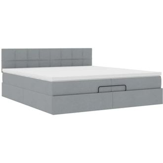 vidaXL Estructura De Cama Otomana Con Colch&oacute;n Gris Claro 200x200 Cm Vidaxl