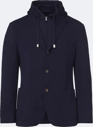 Eleventy Blazer de lana a capas con capucha