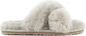 Mou Womens Criss-Cross Double-Face Shearling Slipper In Taupe