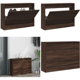 vidaXL Scarpiera Rovere Marrone 80x21x57 cm in Legno Multistrato - Scarpiera marrone - Scarpiera per ingresso