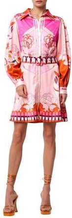 Ciebon Billy Floral Print Long Sleeve Dress in Pink at Nordstrom Rack, Size Large