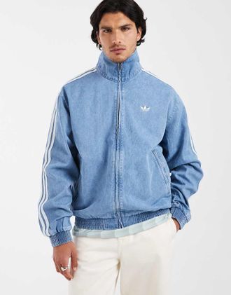 adidas Originals Firebird - Top sportivo in denim lavaggio azzurro-Blu