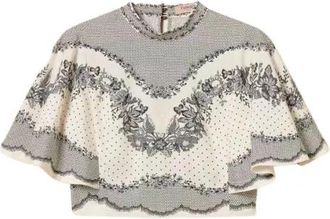 Twinset Cropped Satin Jacquard Blouse - Dames - Blouses - Wit - S - Overhemden