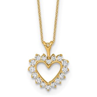 Diamond2Deal 14k Yellow Gold 1/2 Ct Lab Grown Diamond Heart Pendant Necklace 18 Clarity VS, Color G-H