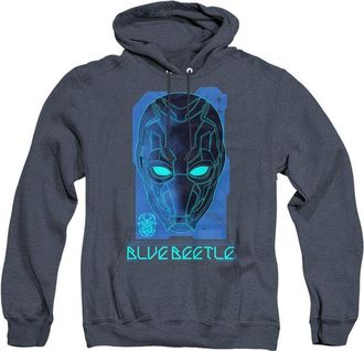 Gildan Blue Beetle (2023) Large Mask Adult Heather Hoodie / Hooded Sweatshirt