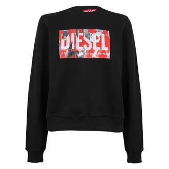 Diesel Dames-sweatshirt met bloklogo (Zwart)