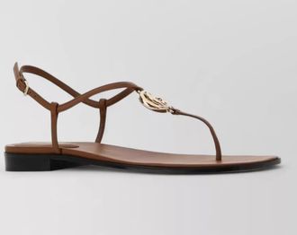 Gucci leather sandals flat sole metallic detail