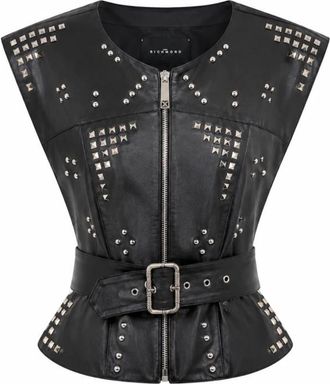 John Richmond Top met decoratieve studs en ceintuur aan de voorkant - Dames - Tops zonder mouwen - Zwart - XS - Tops