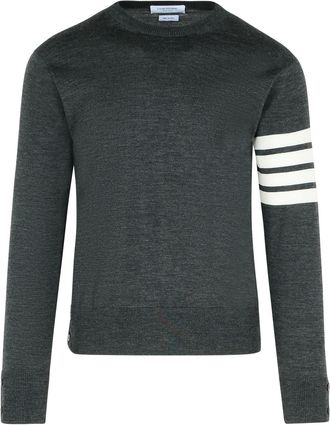 Thom Browne 4 -bar grauer Virgin Wollpullover