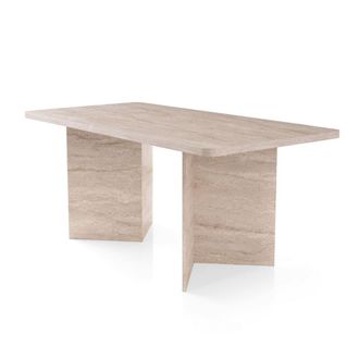 Calicosy Mesa de comedor con bandeja rectangular y 2 patas L180 cm - Beige