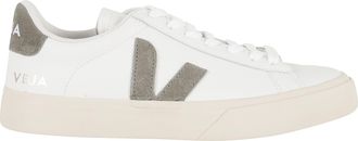 Veja White Campo Grey Suede Accent Leather Low-Top Sneakers