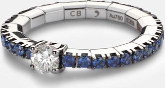 Bucherer Stretchy 18kt white gold ring with diamond and sapphires