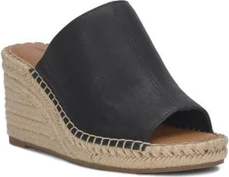 Lucky Brand Cabriah Espadrille Platform Wedge Slide Sandal in Black Shsntw at Nordstrom, Size 9.5