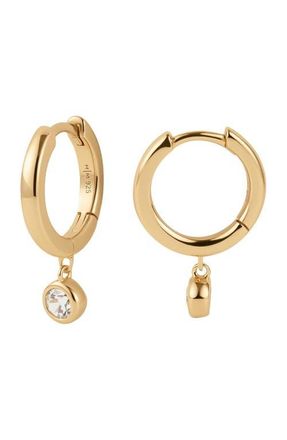 Made by Mary CZ Poppy Drop Hoop Earrings in Gold Vermeil at Nordstrom