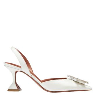 Amina Muaddi Begum 70 Satin Slingback Pumps, Brand Size 35 ( US Size 5 )