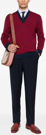 Valentino Garavani Mens Wool Sweater With Jacquard Pattern Toute La V - Red - Size X-Large