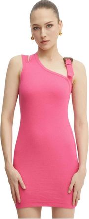 Versace Jeans Couture Jurk met versierde schouder - Dames - Korte kleedjes - Roze - S - Katoen - Kleedjes