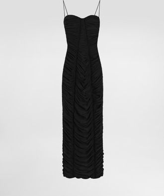 Dolce & Gabbana Calf-length Stretch Tulle Slip Dress - Woman Dresses Black Tulle 40