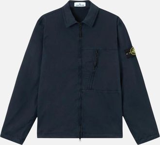 Stone Island Mens Stone Island Canvas Weave Organic Cotton Navy Overshirt - Cream - Size: 38/Regular