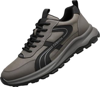 Generic Soft Soled Leathe Men Shoes Low Cut Anti Slip wear Resistant Durable Sports and Leisure Sports Shoes (Grey,7.5)