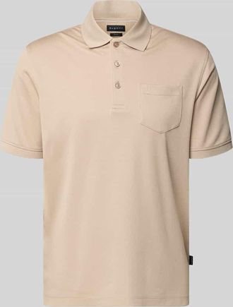 Bugatti Regular Fit Poloshirt mit Brusttasche und Label-Stitching in Beige, Gr&ouml;&szlig;e XXXL