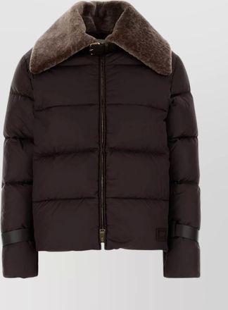 Fendi down jacket with adjustable cuffs and fur collar