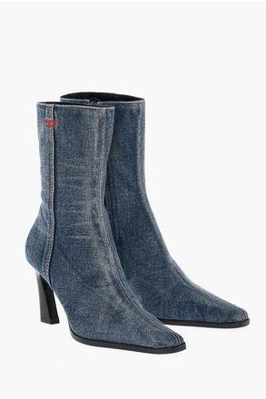 Diesel Denim Ankle Boots D-ALLAS with Side Zip and 8cm Heel size 35