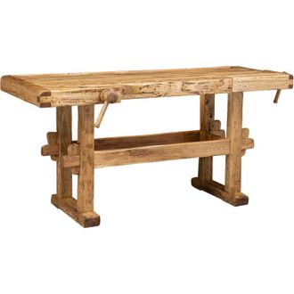 Biscottini International Biscottini - Banco De Trabajo De Estilo Country De Madera Maciza De Tilo Acabado Con Efecto Natural L194xpr84xh90 Cm