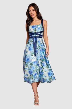 Coast Floral Jacquard Midi Dress in Blue at Nordstrom, Size 10