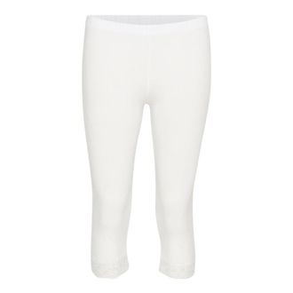 Cream Sneeuwwitte legging met kanten rand - Dames - Broeken - Wit - Maat: S