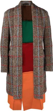 Comme Des Gar&ccedil;ons herringbone tweed reversible overcoat - men - Acrylic/Polyester/Nylon/Cotton/Cupro/Wool/Alpaca/Rayon - M - Brown