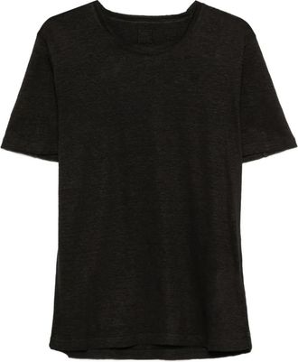 120% Lino T-shirt met ronde hals - Heren - T-shirts - Zwart - XL - Linnen - Tops