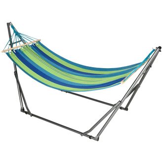 OUTSUNNY Hamaca 270x100x94 cm azul y verde