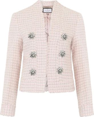 Philipp Plein Tweed Jas Kristallen - Dames - Blazers - Roze - M - Tweed - Jassen