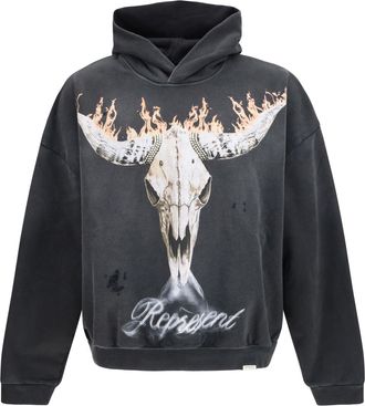 Represent Mens Hoodie British Cowboys Stained Black Cotton Sweatshirts Sweater