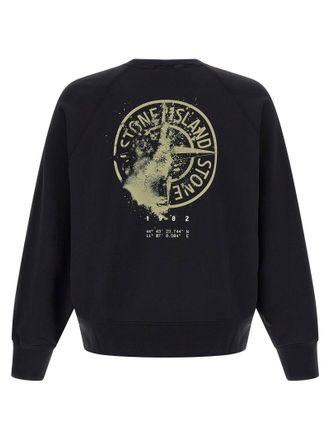 Stone Island Logo-Print Crew-Neck Sweatshirt - Black