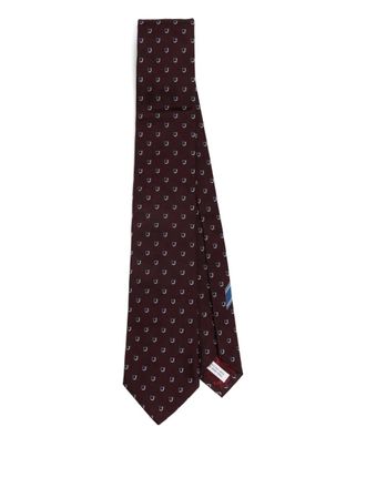Ferragamo Gancini-print silk tie - men - Silk - One Size - Red