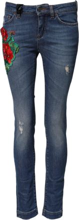 Dolce & Gabbana Womens Blue Cotton Low Waist Skinny Denim Jeans Elastane Clothing