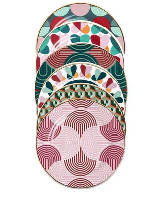 La DoubleJ Set di 6 piatti da dessert con stampa - Verde