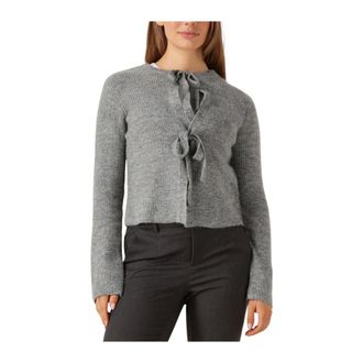 Object Object, Truien & Vesten, Dames, Grijs, XL, Polyester, Grijze Gebreide Vest voor Vrouwen