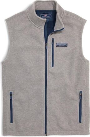 Vineyard Vines Mountain Sweater Fleece Zip-Up Vest in Ultimate Gray at Nordstrom, Size Xx-Large