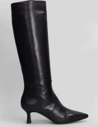 Julie Dee High Heels Boots In Black Leather