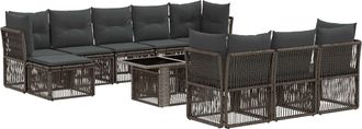 vidaXL Conjunto De Sof&aacute;s De Jard&iacute;n 11 Uds. Gris Rat&aacute;n Sint&eacute;tico Vidaxl